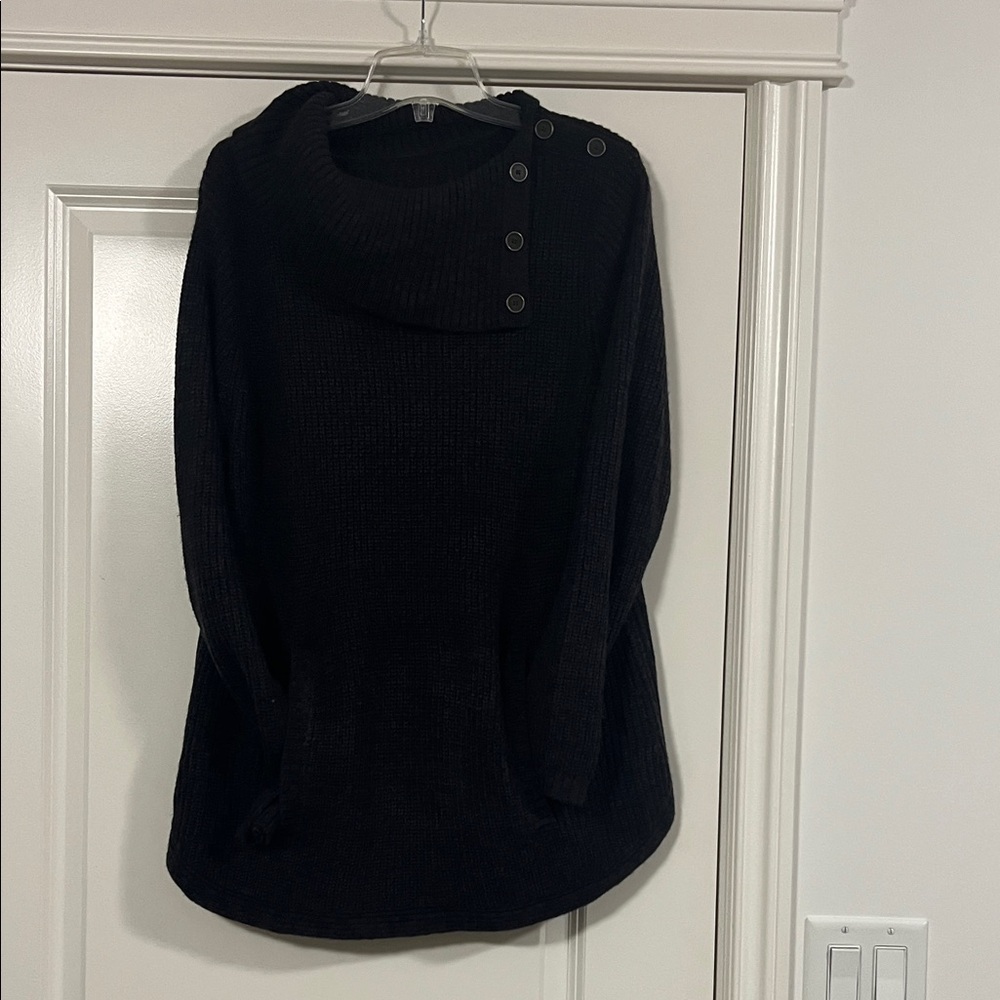 Style & Co. Black / deep eggplant Cowl Neck Sweater with Button Accents.  Xl/lg